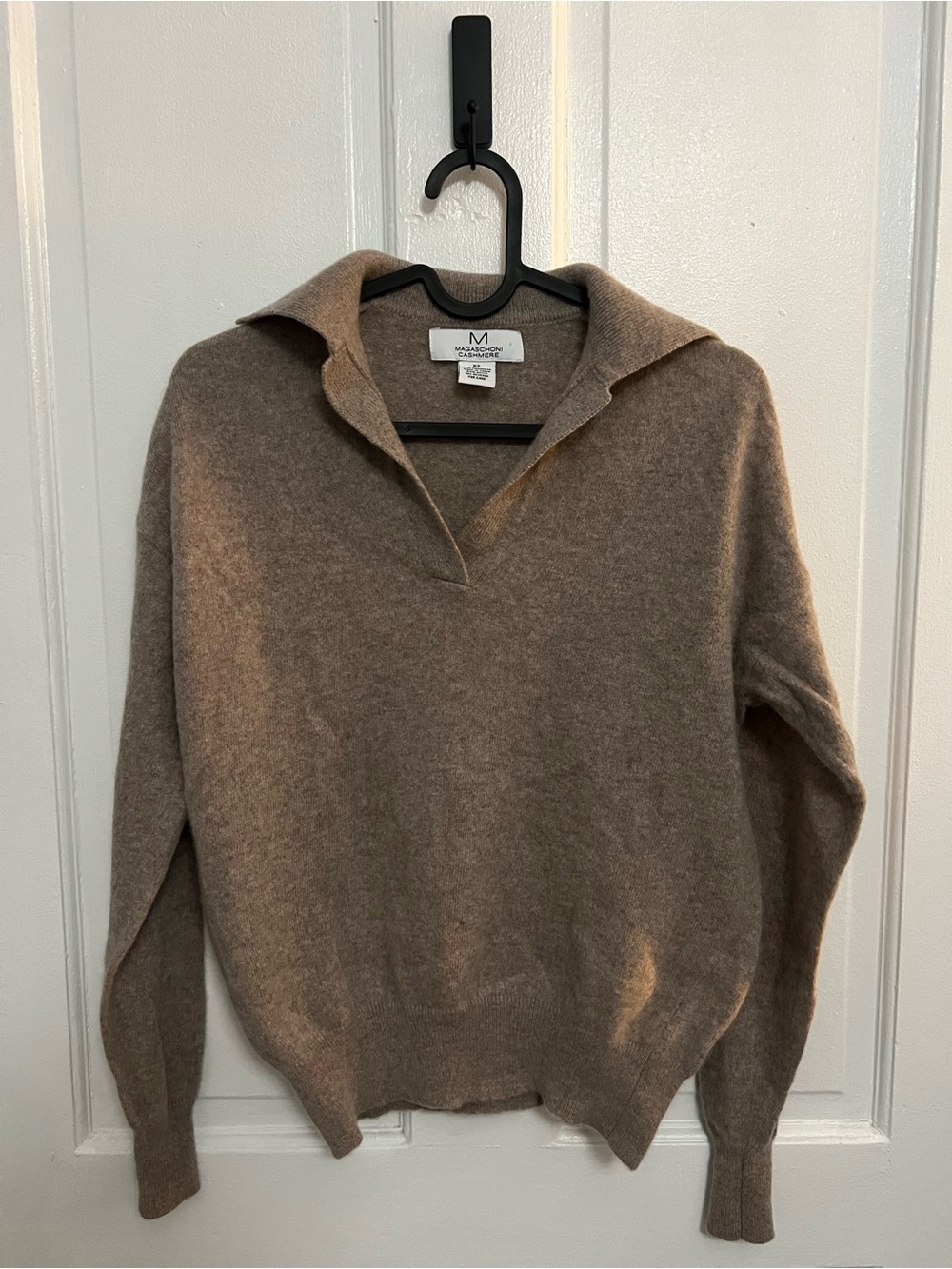 Brown Polo-Collar 100% Cashmere Sweater